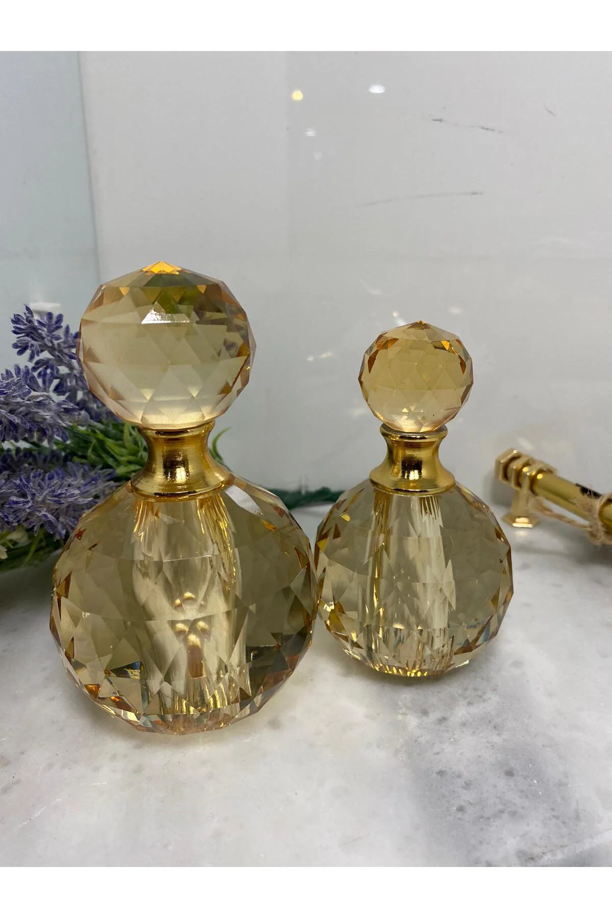 Kristal 2 Li Dekoratif Şişe Amber