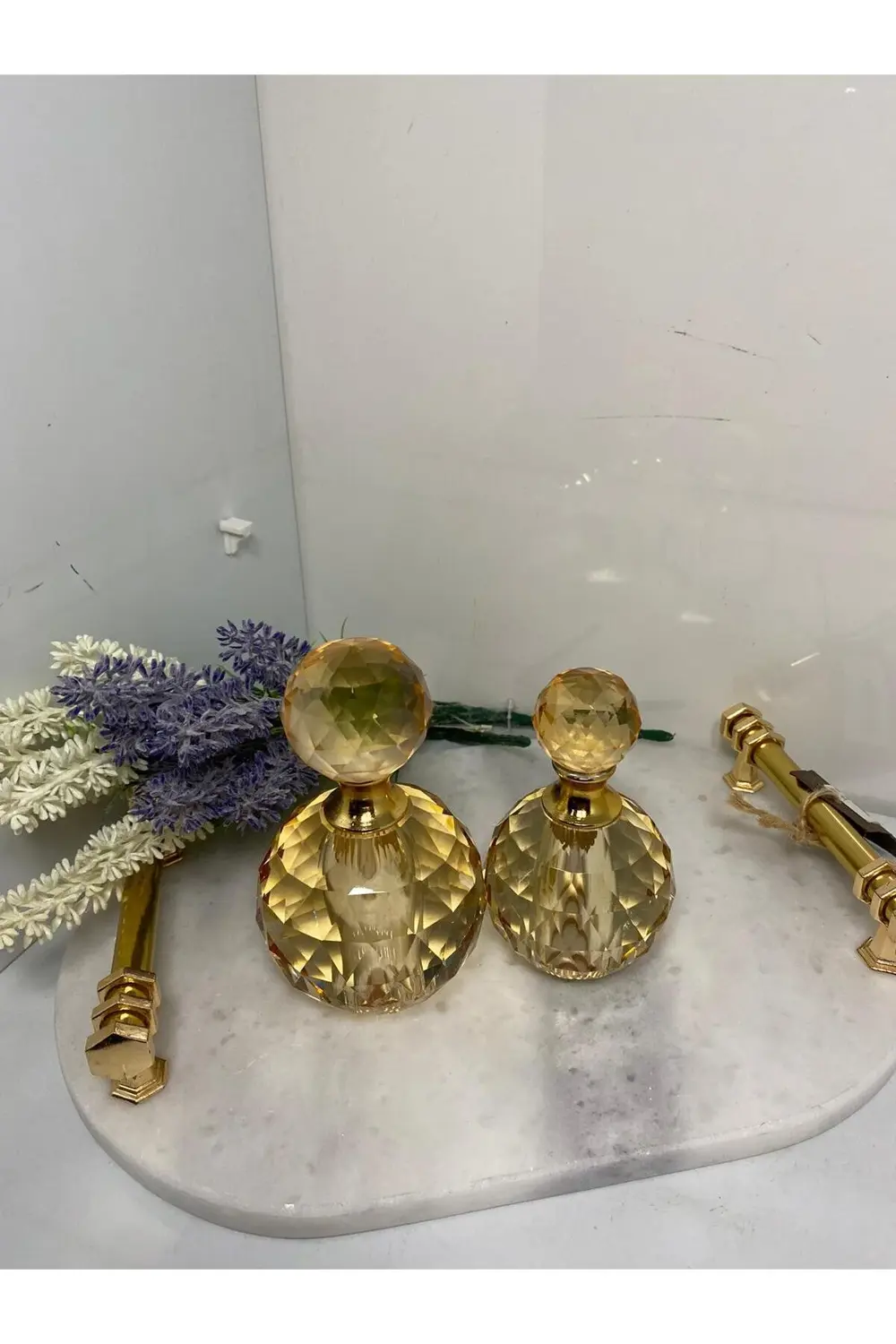 Kristal 2 Li Dekoratif Şişe Amber