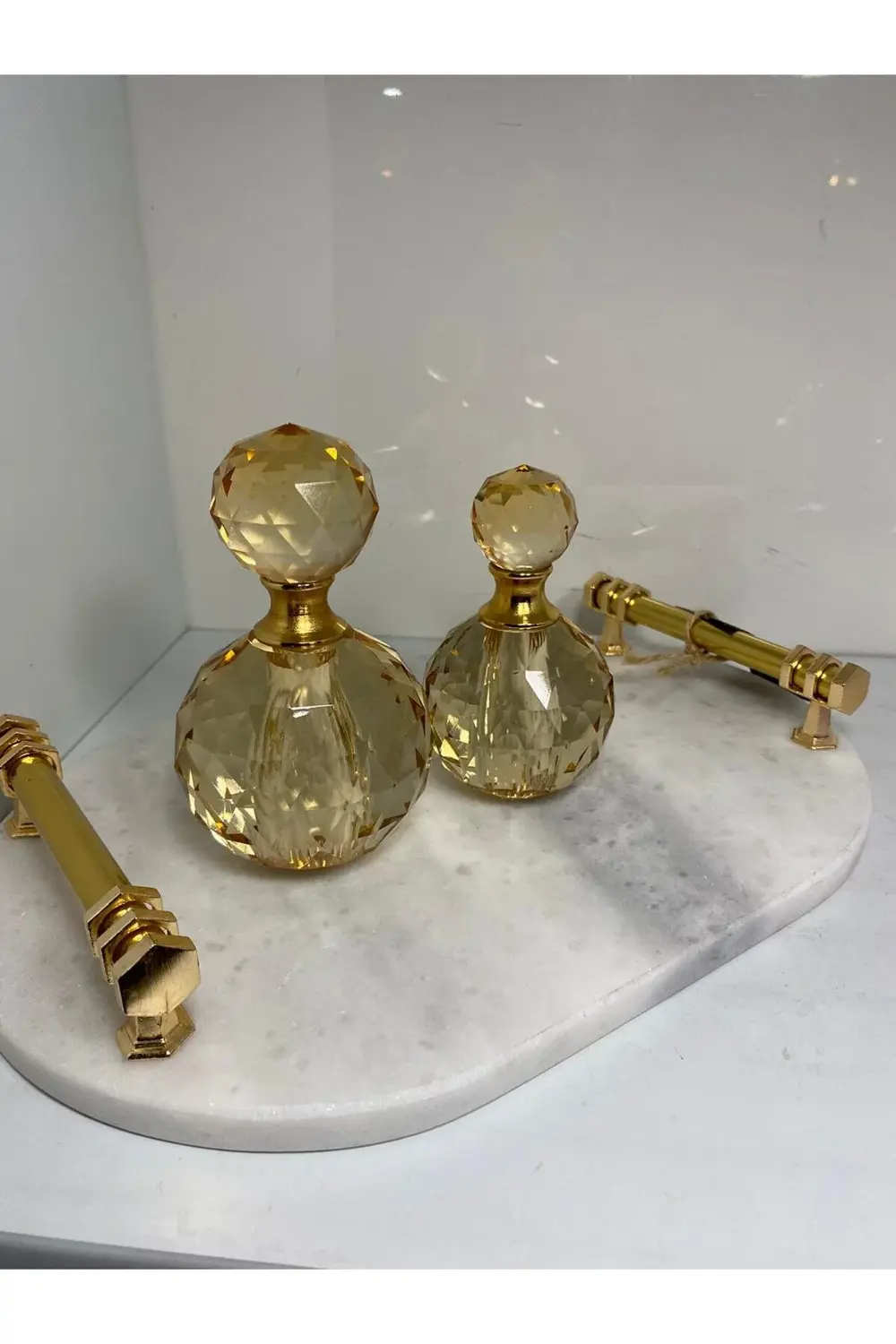 Kristal 2 Li Dekoratif Şişe Amber