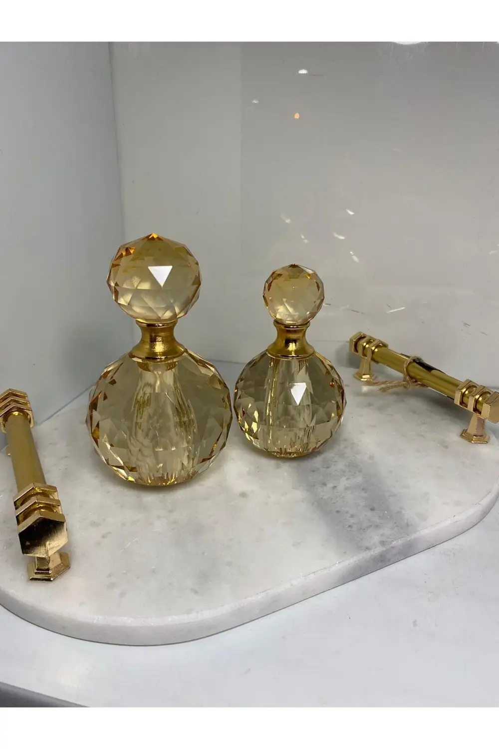 Kristal 2 Li Dekoratif Şişe Amber