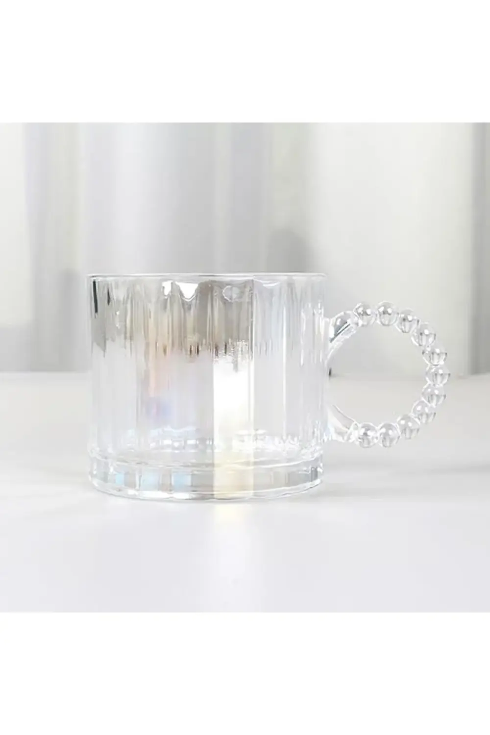 Kristal Cam Bardak Seti, 300ml, 6 Parça, Boncuk Kulplu 395519