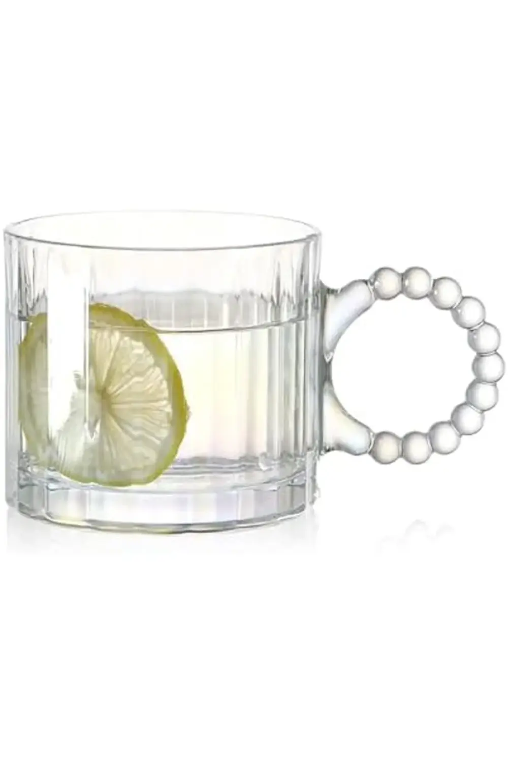 Kristal Cam Bardak Seti, 300ml, 6 Parça, Boncuk Kulplu 395519