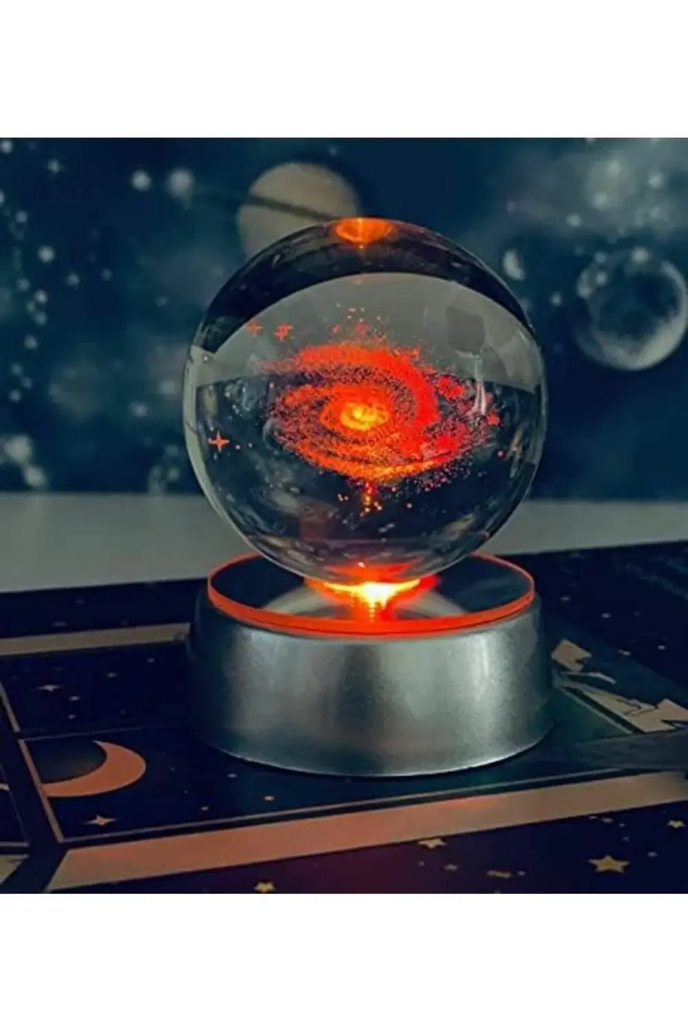 Kristal Cam Küre Renk Değiştiren LED Işıklı Gece Lambası Dekorati
