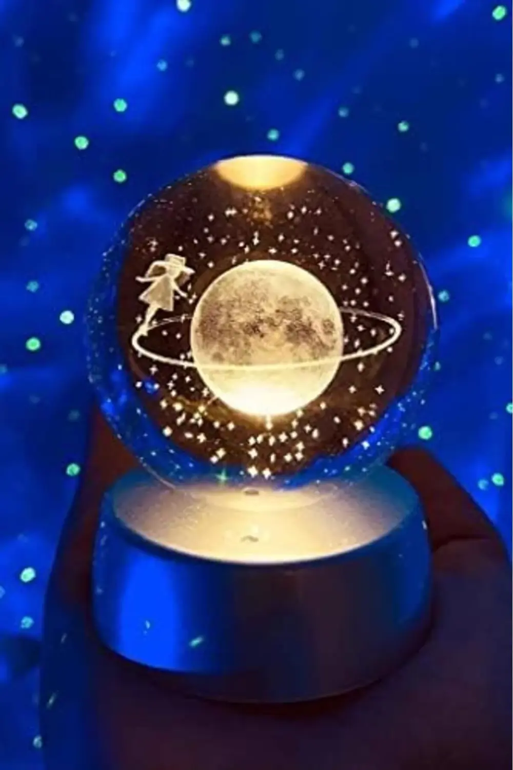 Kristal Cam Küre Renk Değiştiren LED Işıklı Gece Lambası Dekorati