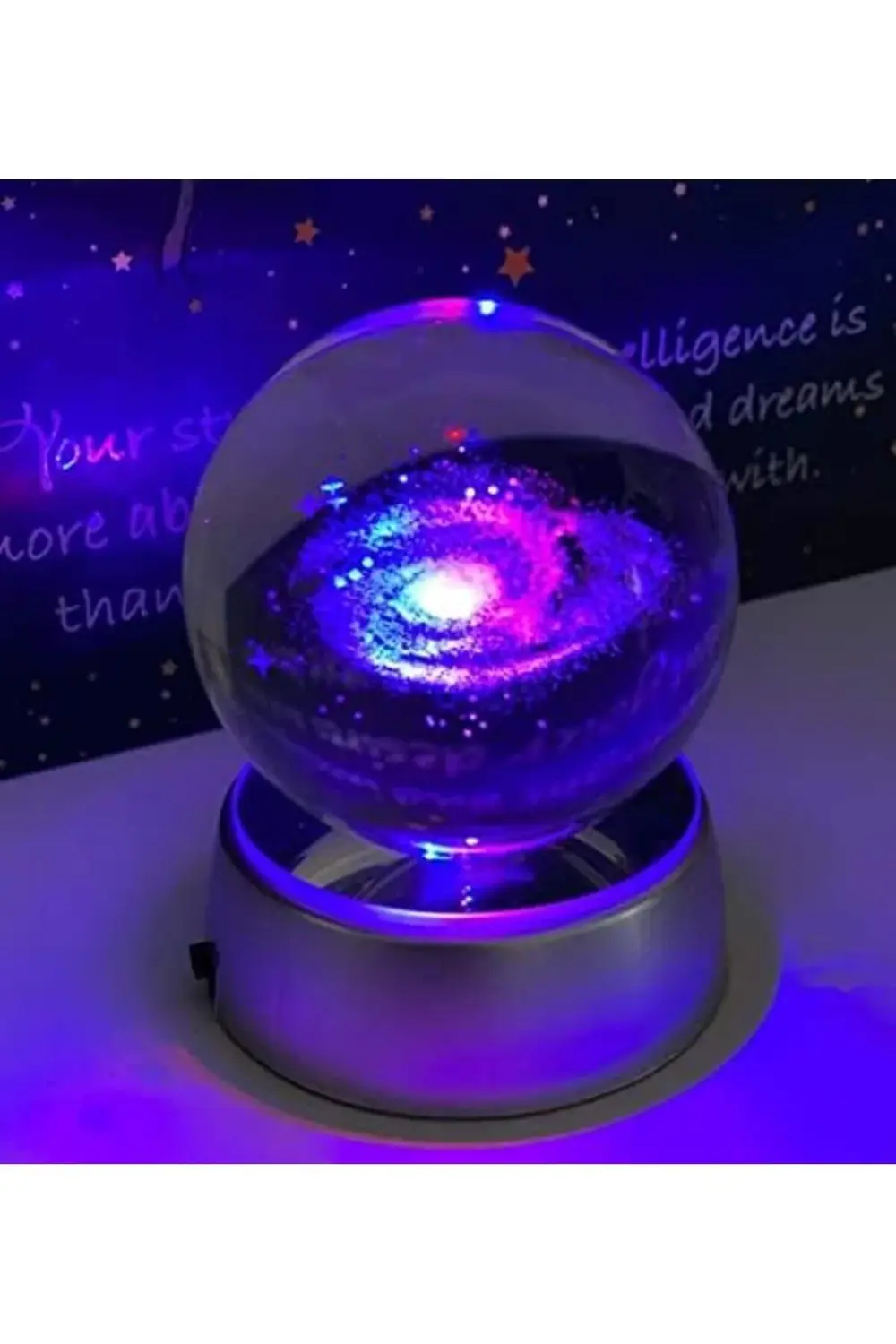 Kristal Cam Küre Renk Değiştiren LED Işıklı Gece Lambası Dekorati