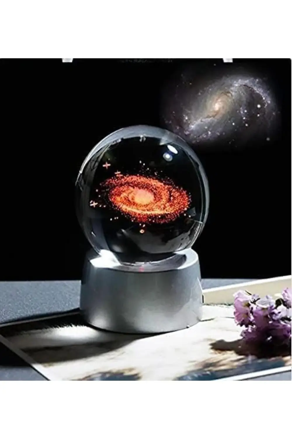 Kristal Cam Küre Renk Değiştiren LED Işıklı Gece Lambası Dekorati
