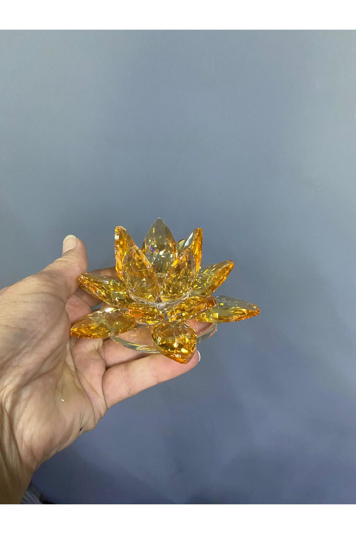 Elif Aksesuar Kristal Cam Lotus Dekoratif Mumluk Orta 12*12*6Cm