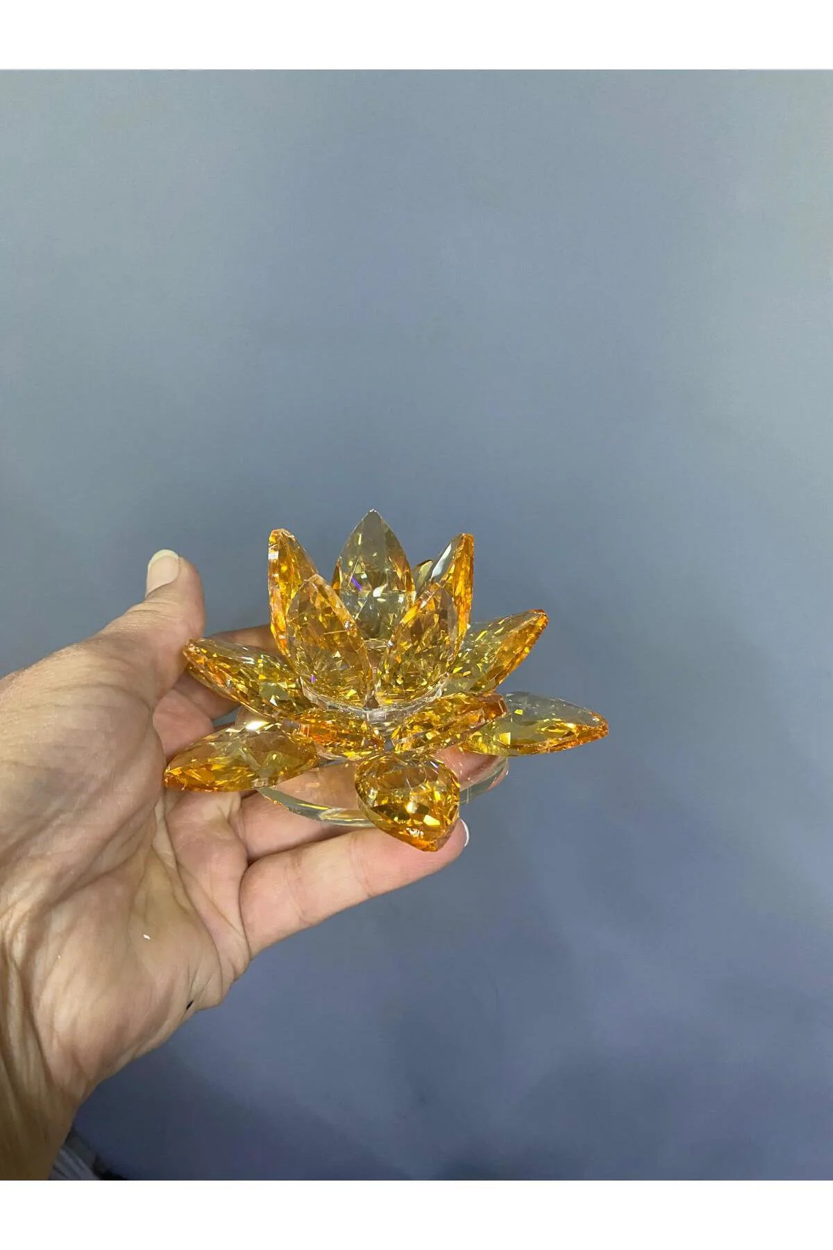 Kristal Cam Lotus Dekoratif Mumluk Orta 12*12*6cm