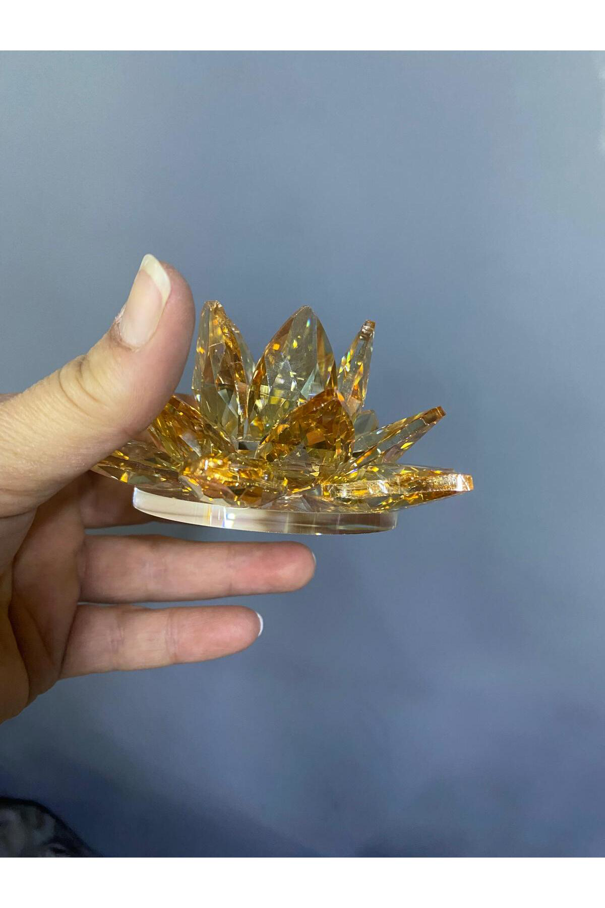 Elif Aksesuar Kristal Cam Lotus Dekoratif Mumluk Orta 12*12*6Cm