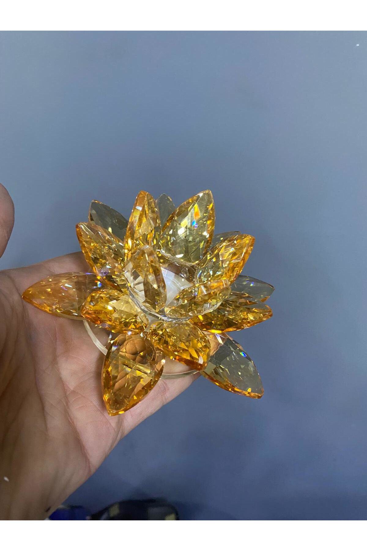 Elif Aksesuar Kristal Cam Lotus Dekoratif Mumluk Orta 12*12*6Cm