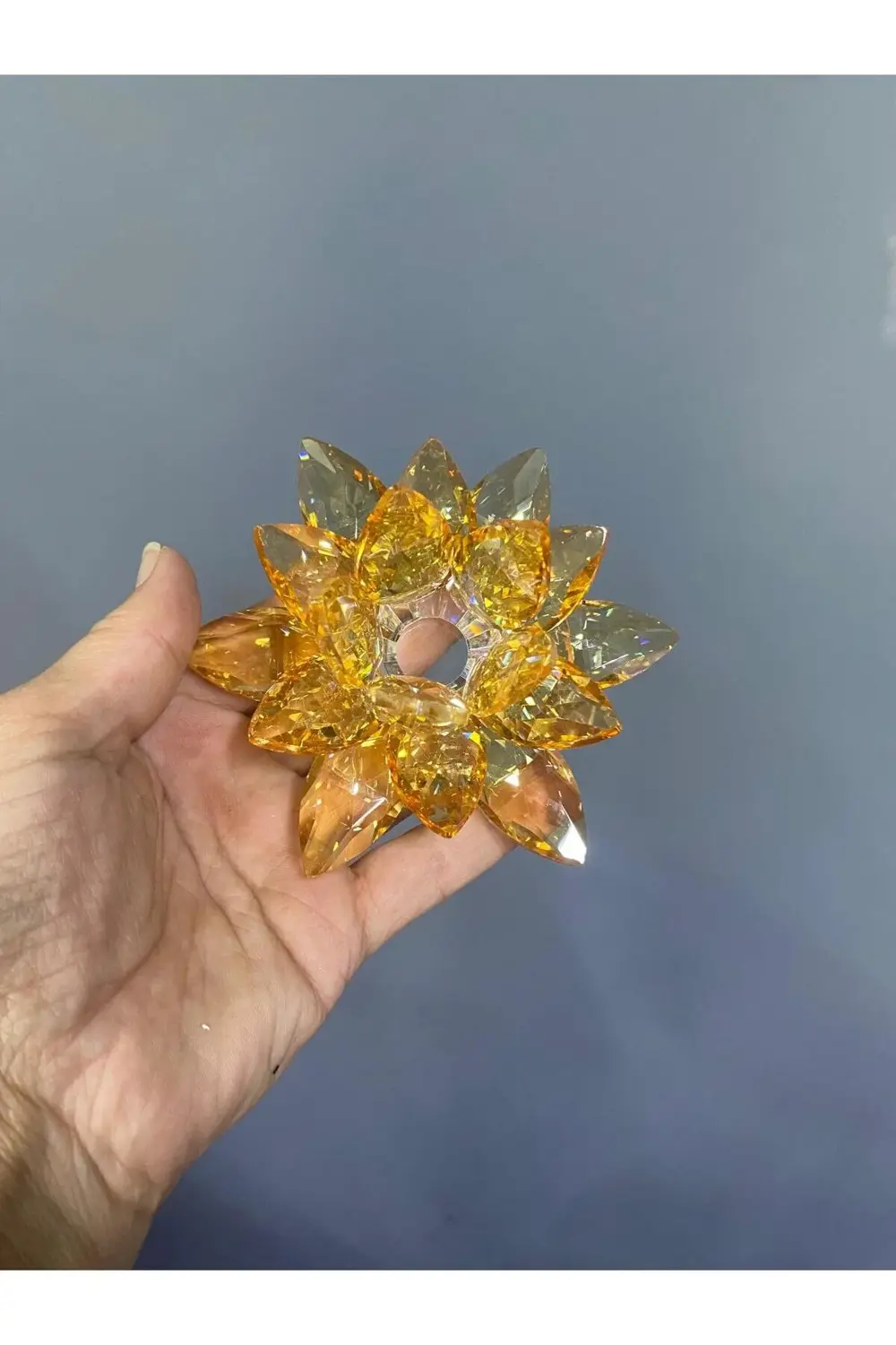 Kristal Cam Lotus Dekoratif Mumluk Orta 12*12*6cm