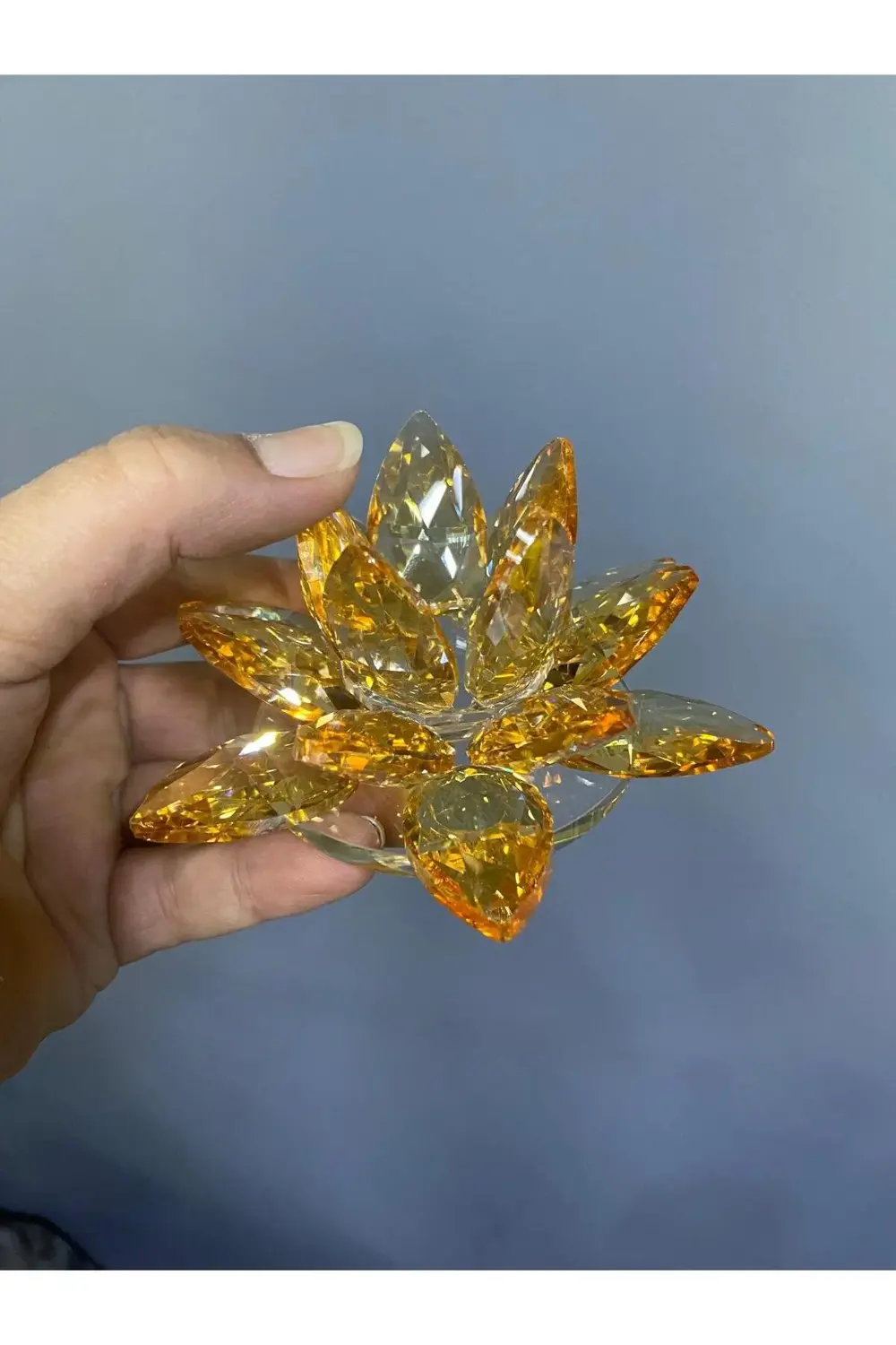 Kristal Cam Lotus Dekoratif Mumluk Orta 12*12*6cm