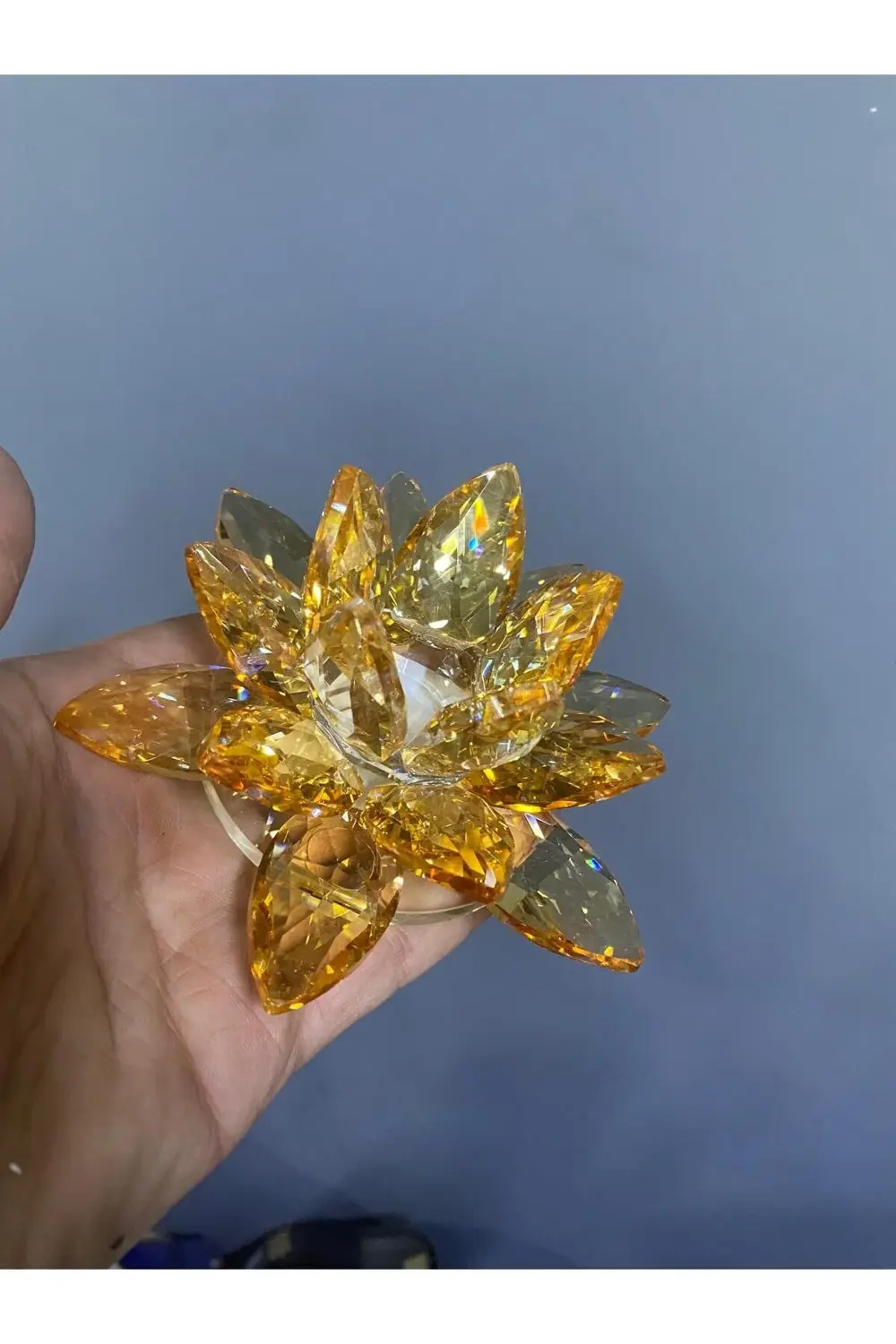 Kristal Cam Lotus Dekoratif Mumluk Orta 12*12*6cm