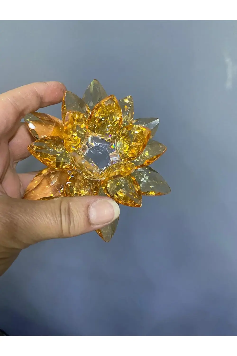 Kristal Cam Lotus Dekoratif Mumluk Orta 12*12*6cm