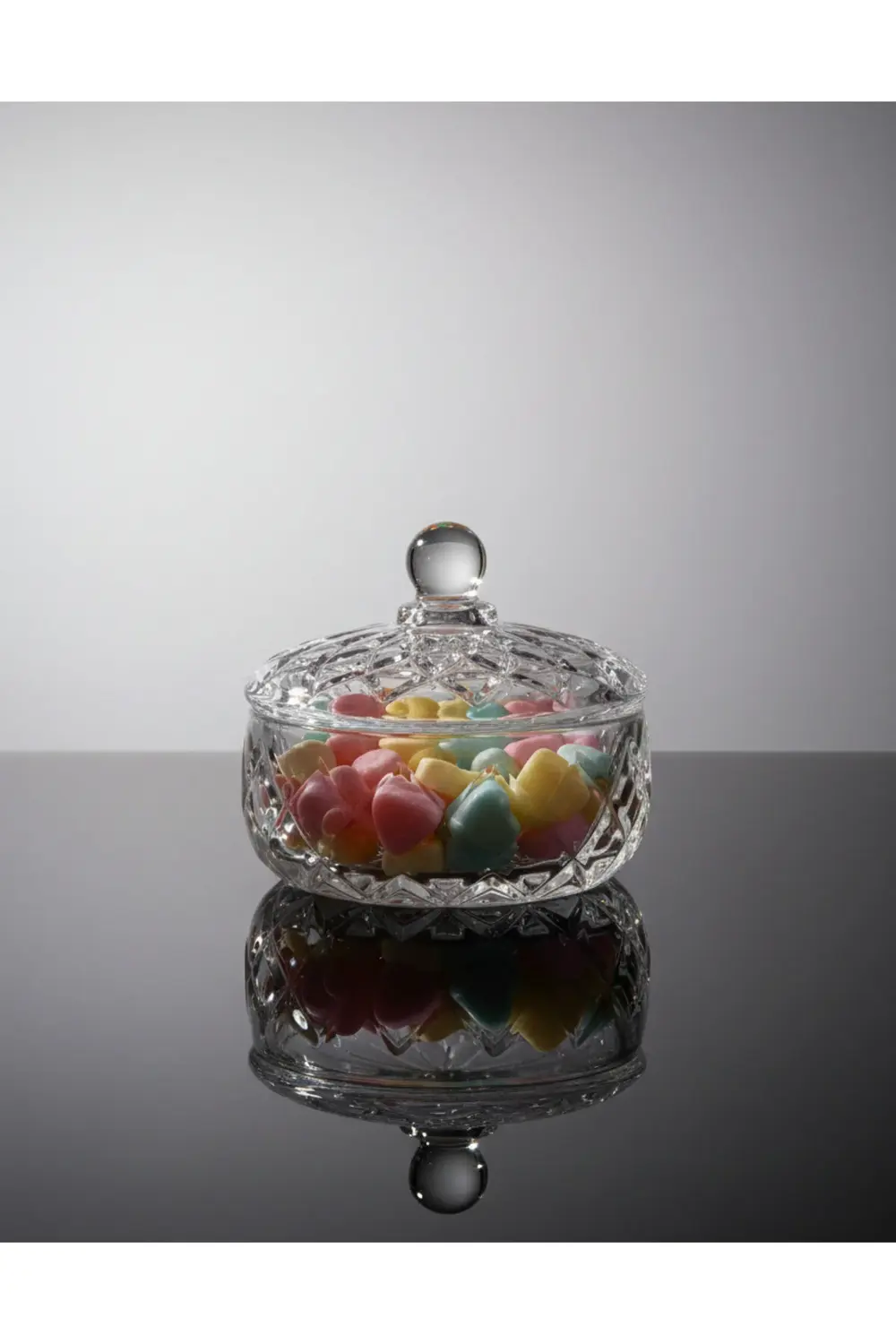 Kristal Cam Şekerlik 350 ml – Kapaklı Hediyelik Lokumluk ve Dekor