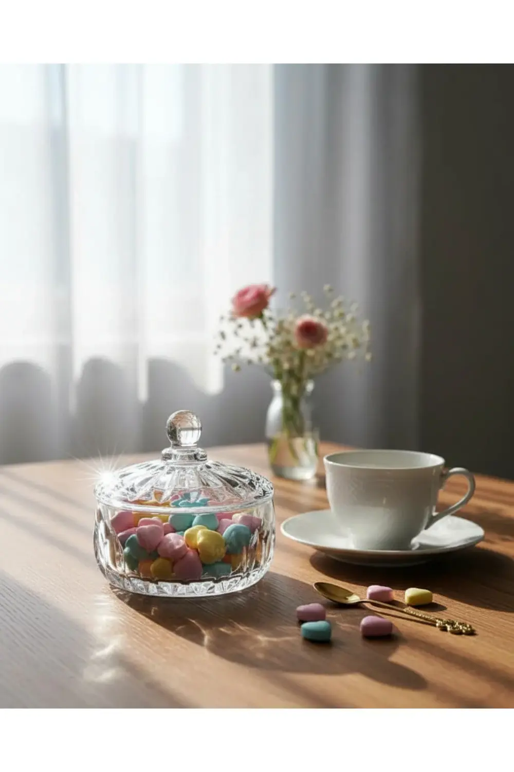 Kristal Cam Şekerlik 350 ml – Kapaklı Hediyelik Lokumluk ve Dekor