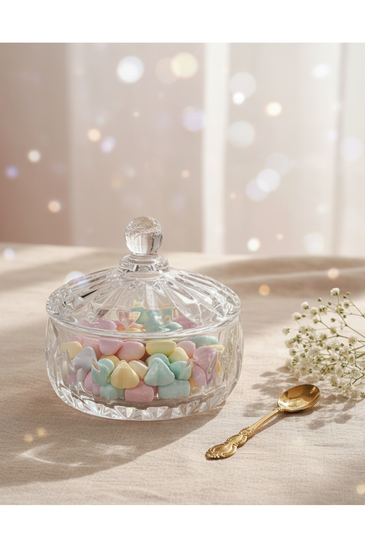 Kristal Cam Şekerlik 350 ml – Kapaklı Hediyelik Lokumluk ve Dekor Kristal Cam Şekerlik 350 ml – Kapaklı Hediyelik Lokumluk ve Dekor