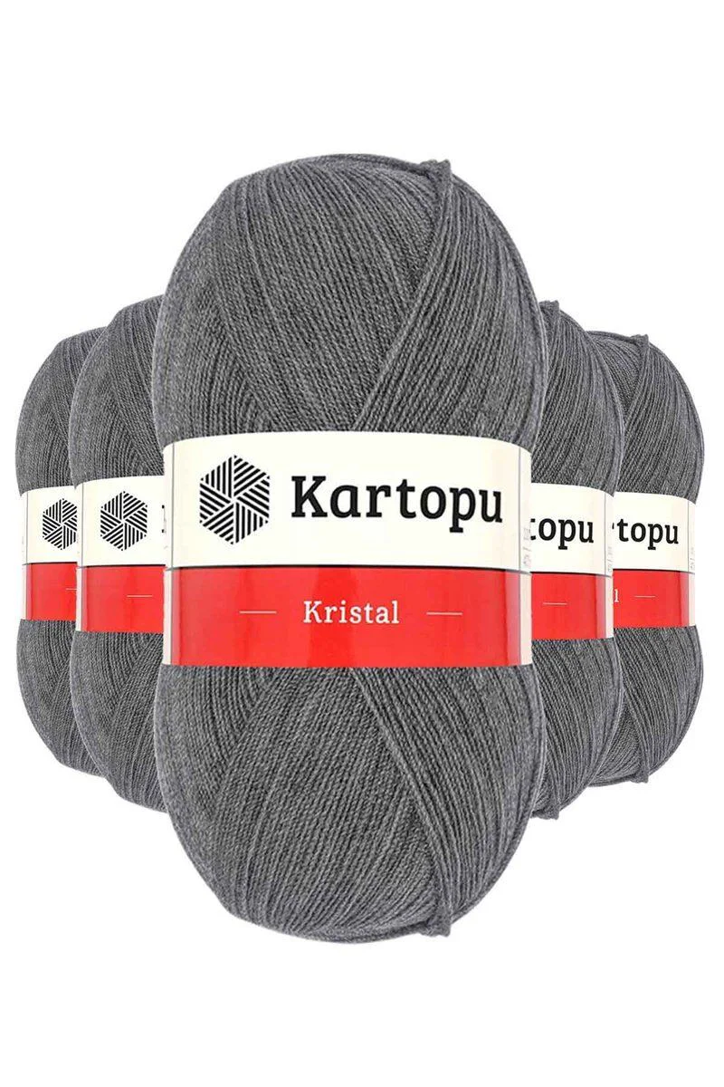 Kristal Çift Katlı El Örgü Lif İpi Orta Gri K1002 - 5'li Paket İnce Akrilik İplik Fiyatı, Yorumları ve Özellikleri
