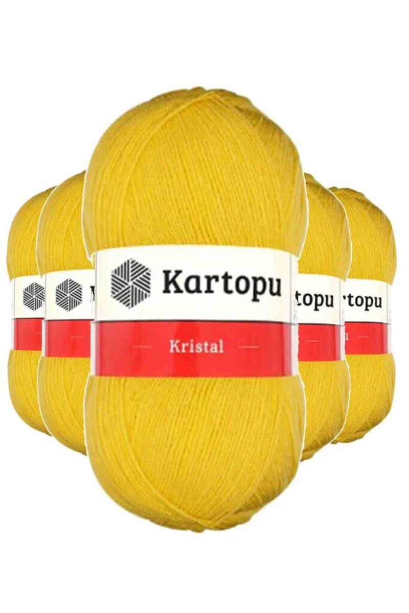 Kristal Çift Katlı El Örgü İpi - 5'li Sarı K301 Lif İpi (100% Akrilik, 450mt Çift Kat) Fiyatı, Yorumları ve Özellikleri