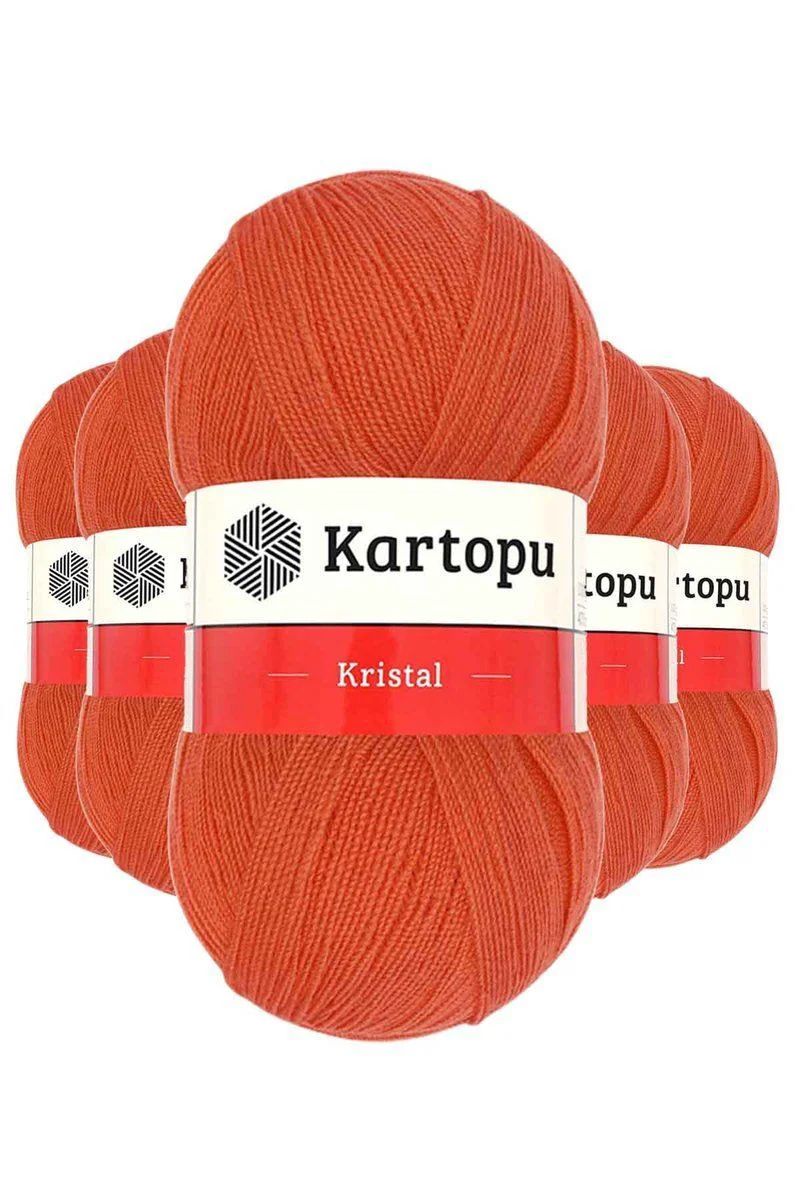 Kristal Çift Katlı El Örgü Lif İpi Narenciye — 5'li Paket, İpeksi Doku, %100 Akrilik İplik Kristal Çift Katlı El Örgü Lif İpi Narenciye — 5'li Paket, İpeksi Doku, %100 Akrilik İplik