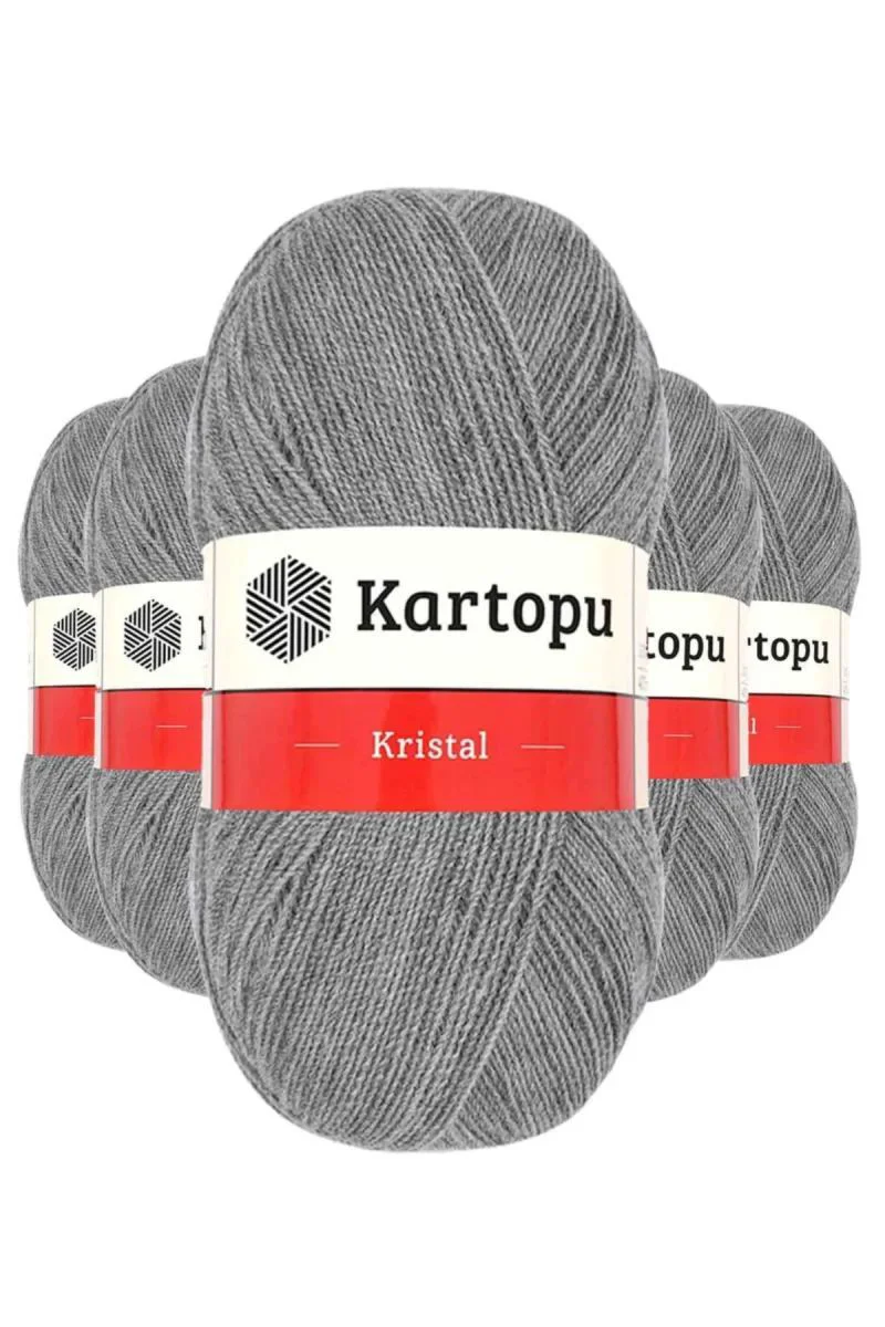 Kristal Çift Katlı El Örgü Lif İpi Açık Gri – 5'li Paket K1001 İpek Doku