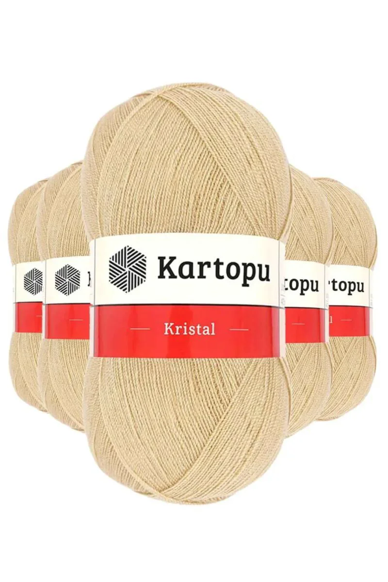 Kristal Çift Katlı El Örgü İpi - Sütlü Kahve K884 (5 Adet)