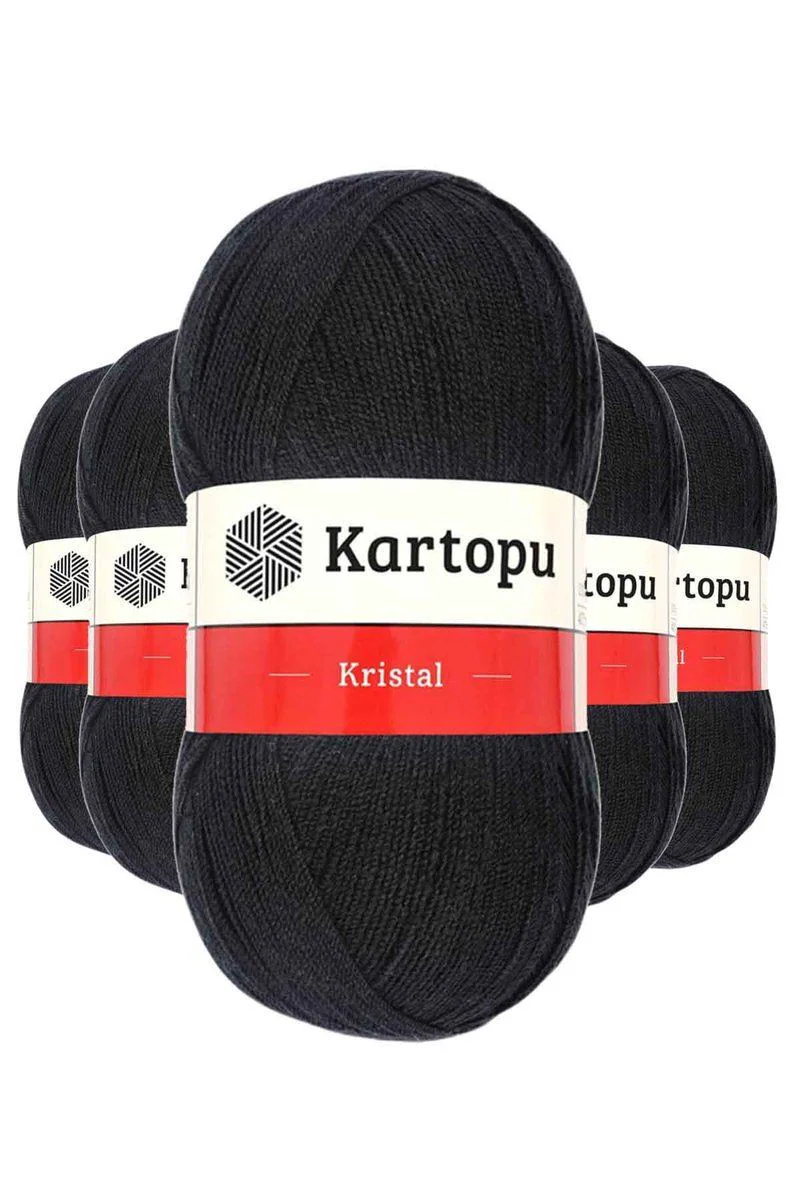 Kristal Çift Katlı El Örgü İpi Siyah – 5'li Paket K940 | İpeksi Doku