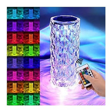 Kristal Elmas Masa Lambası 16 Renk USB Şarjlı Dokunmatik (4741)