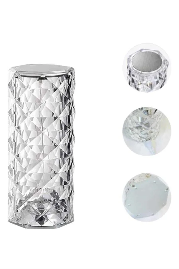 Kristal Gece Lambası: 16 Renkli RGB Masa Lambası ve Şarj Edilebilir Romantik Hediye