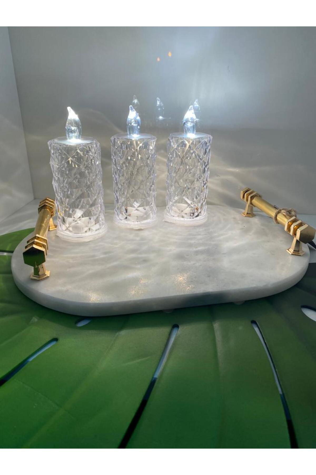 Elif Aksesuar Kristal Görünümlü Akrilik Led Mum 3 Lü