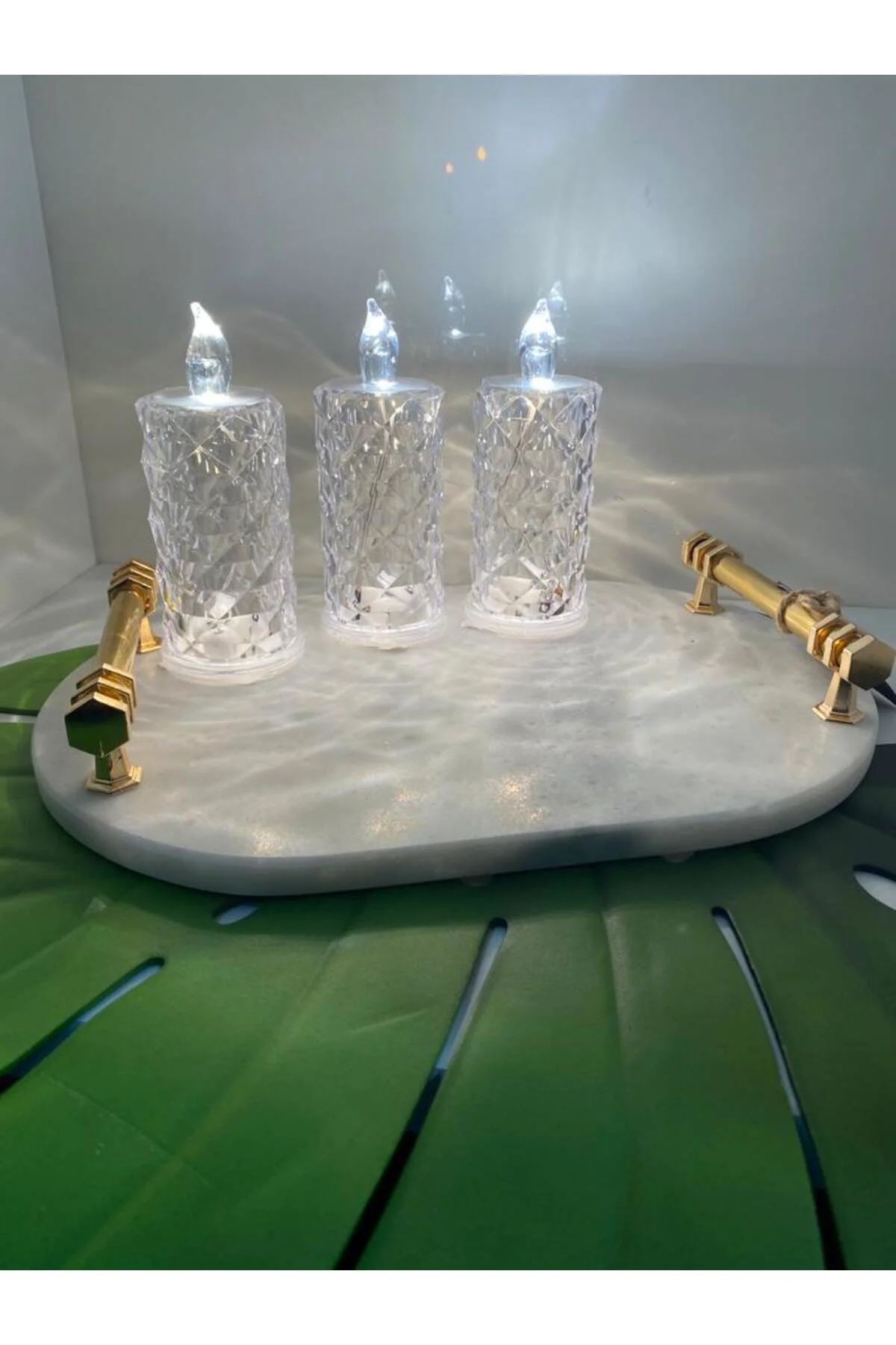 Kristal Görünümlü Akrilik Led Mum 3 Lü