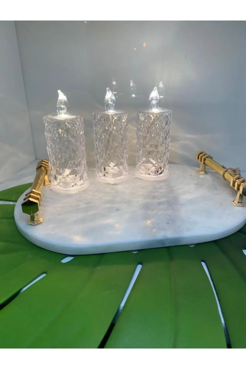 Kristal Görünümlü Akrilik Led Mum 3 Lü