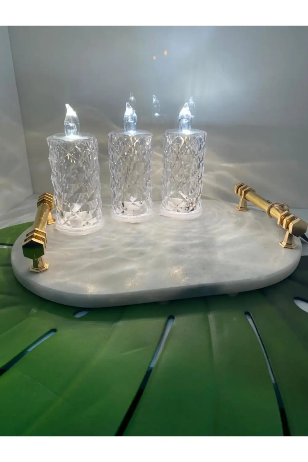 Kristal Görünümlü Akrilik Led Mum 3 Lü