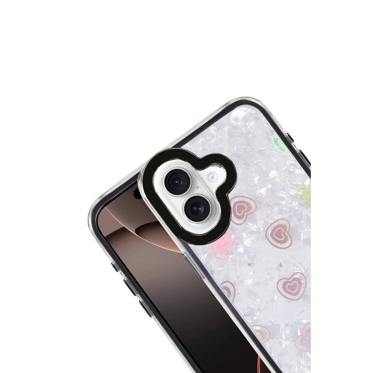 Kristal Kalp Desenli iPhone 16 Kapak - Siyah