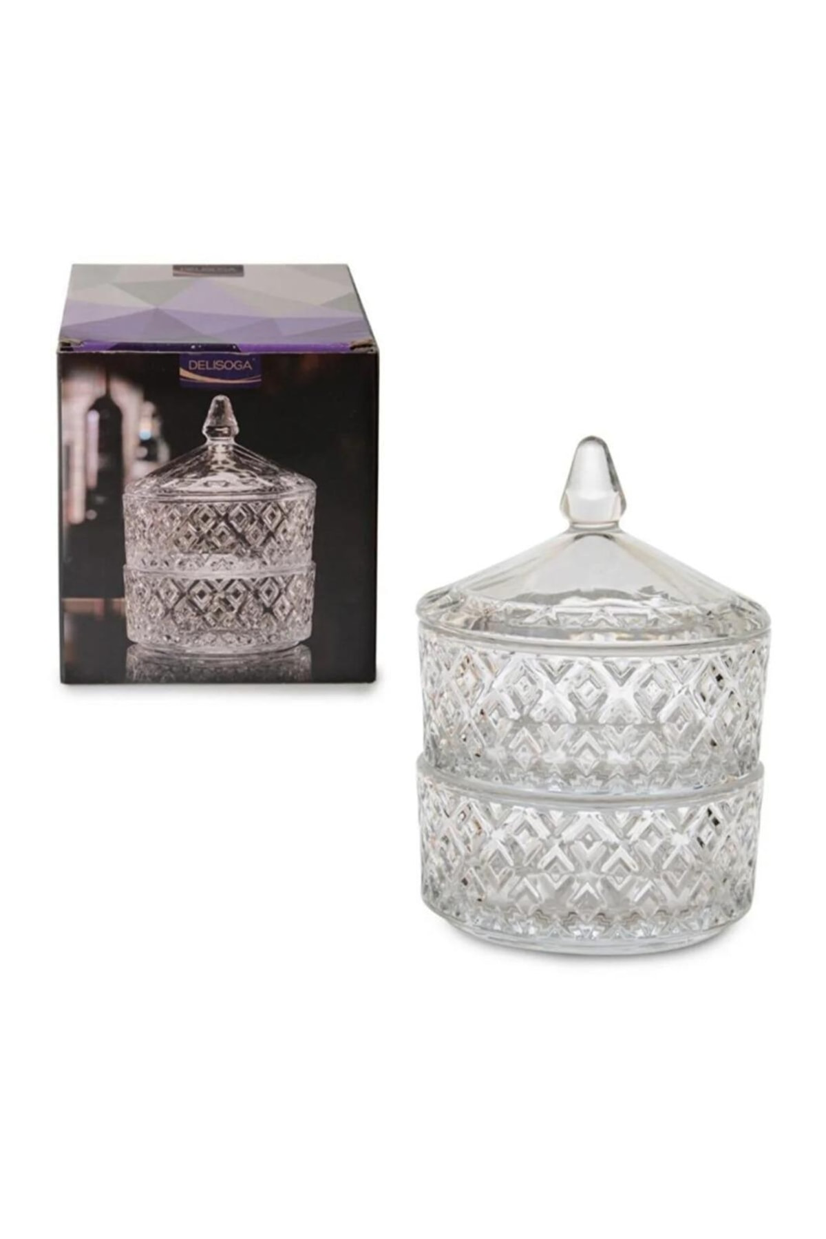 Kristal Kesme 2'li Cam Lokumluk & Şekerlik,baharatlık