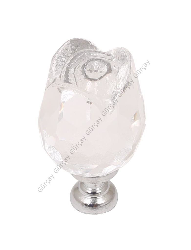 Gürçay Hırdavat Kristal Kulp Gül Şeffaf (2 Adet)