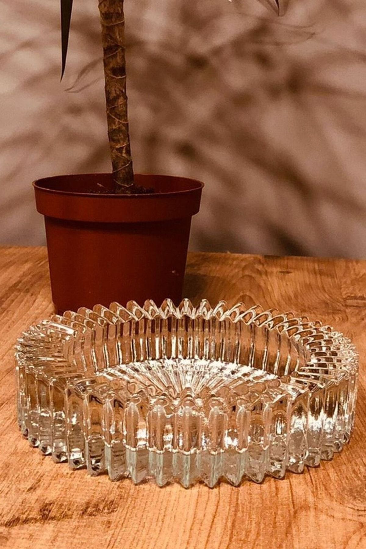Kristal Kültablası Yuvarlak Kristal 665 Gram Ağır Masa Küllüğü