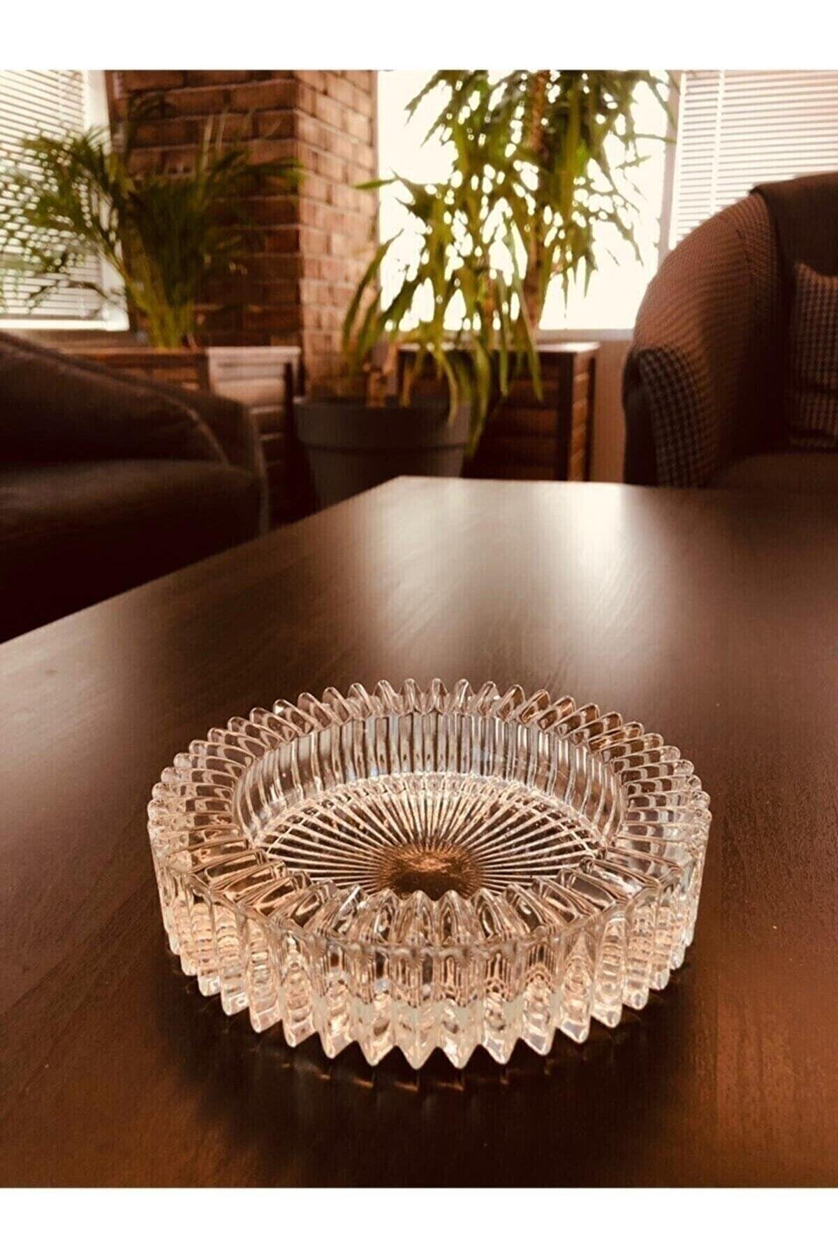 Kristal Kültablası Yuvarlak Kristal 665 Gram Ağır Masa Küllüğü