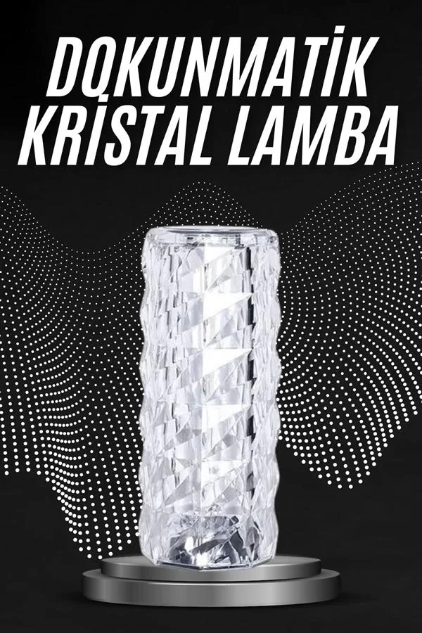 Kristal Lamba Masa Lambası Şarjlı Masa Lambası Dokunmatik Sensör 