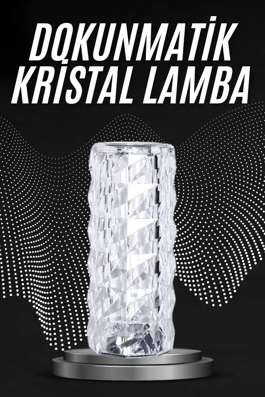 Kristal Lamba Masa Lambası Şarjlı Masa Lambası Dokunmatik Sensör 