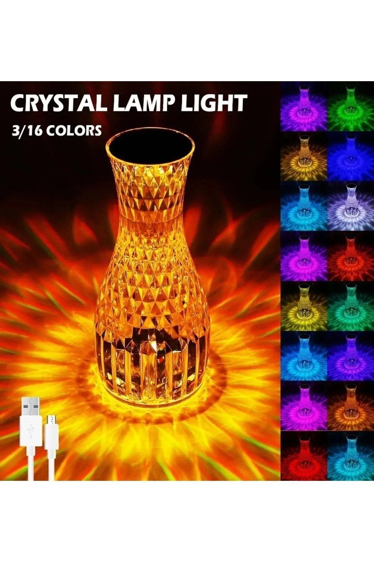 Kristal Masa Lambası Rgb Renk Değiştiren Gece Lambası 16 Renk Ve 4 Mod Dokunmatik Kontrol Kristal Masa Lambası Rgb Renk Değiştiren Gece Lambası 16 Renk Ve 4 Mod Dokunmatik Kontrol