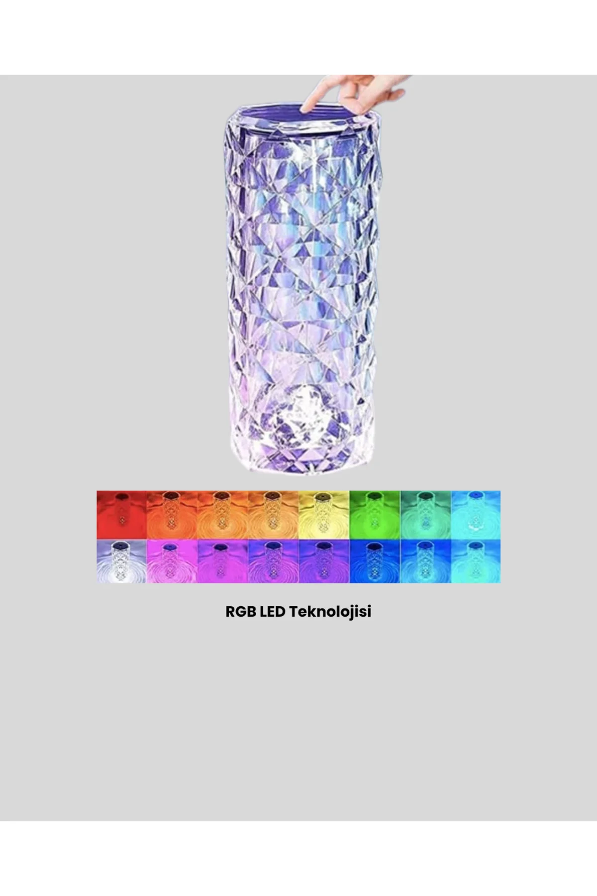 Kristal RGB LED’li Kumandalı Masa ve Gece Lambası – Renkli Işık Modlarıyla Şık Dekoratif Aydınlatma