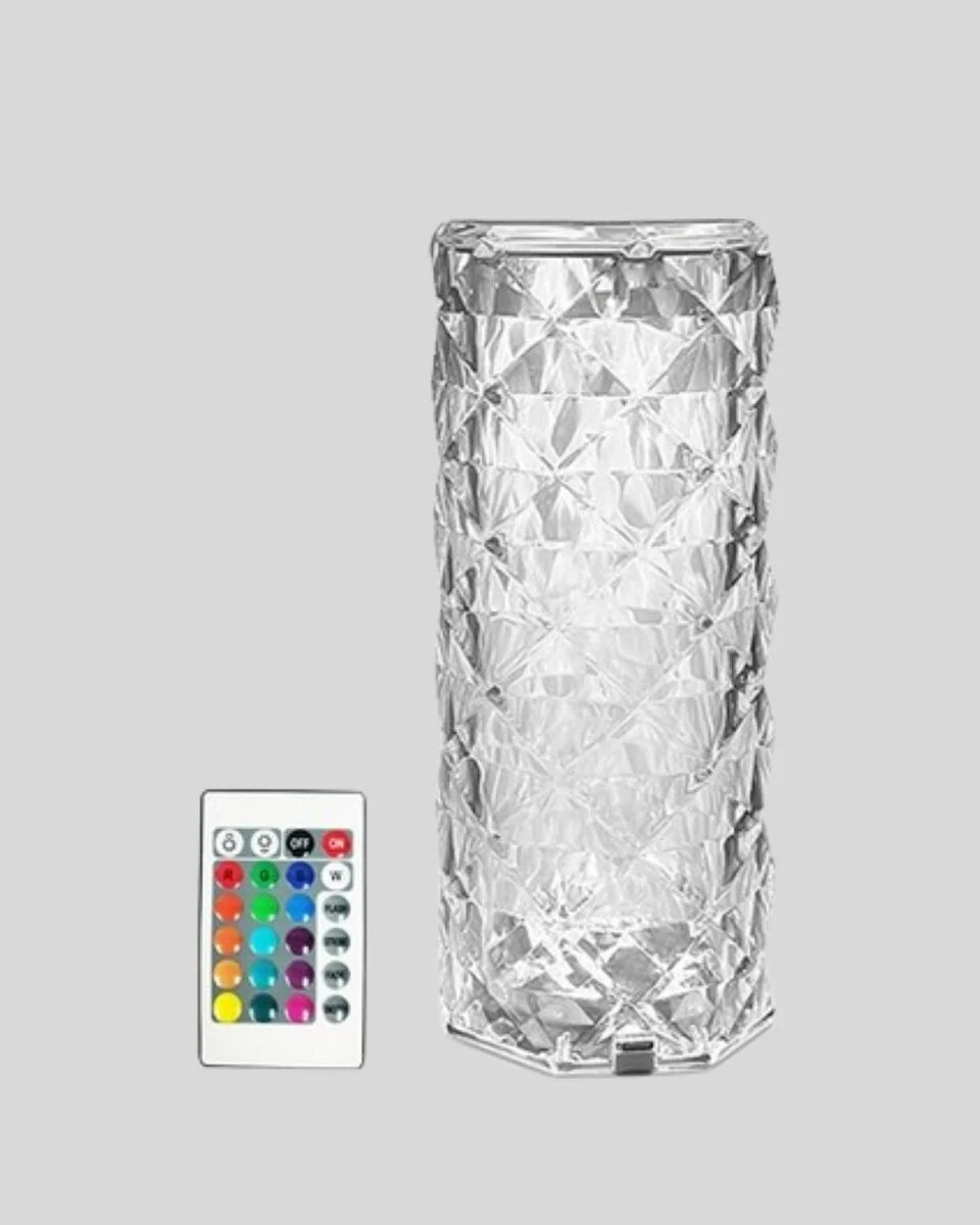Kristal RGB LED’li Masa ve Gece Lambası – Kumandalı 16 Renk Modu ile Şık Dekorasyon