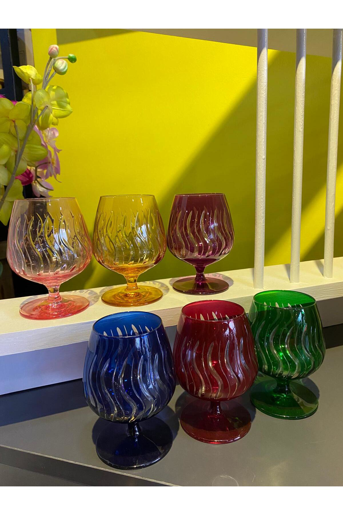 Elif Aksesuar Kristal (Rona Konyak) Kahve Yanı Ayaklı Bardak