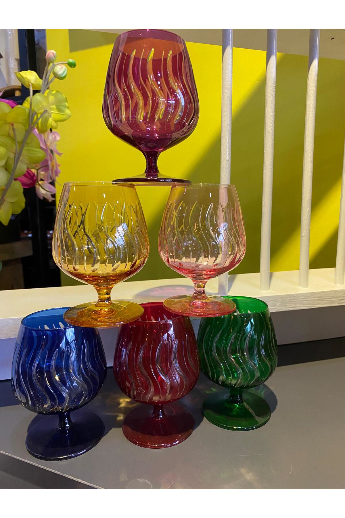 Elif Aksesuar Kristal (Rona Konyak) Kahve Yanı Ayaklı Bardak