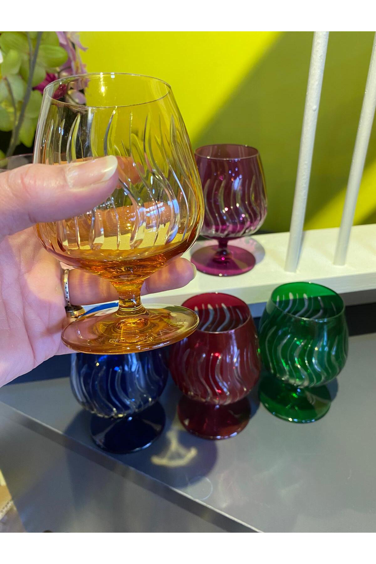 Elif Aksesuar Kristal (Rona Konyak) Kahve Yanı Ayaklı Bardak