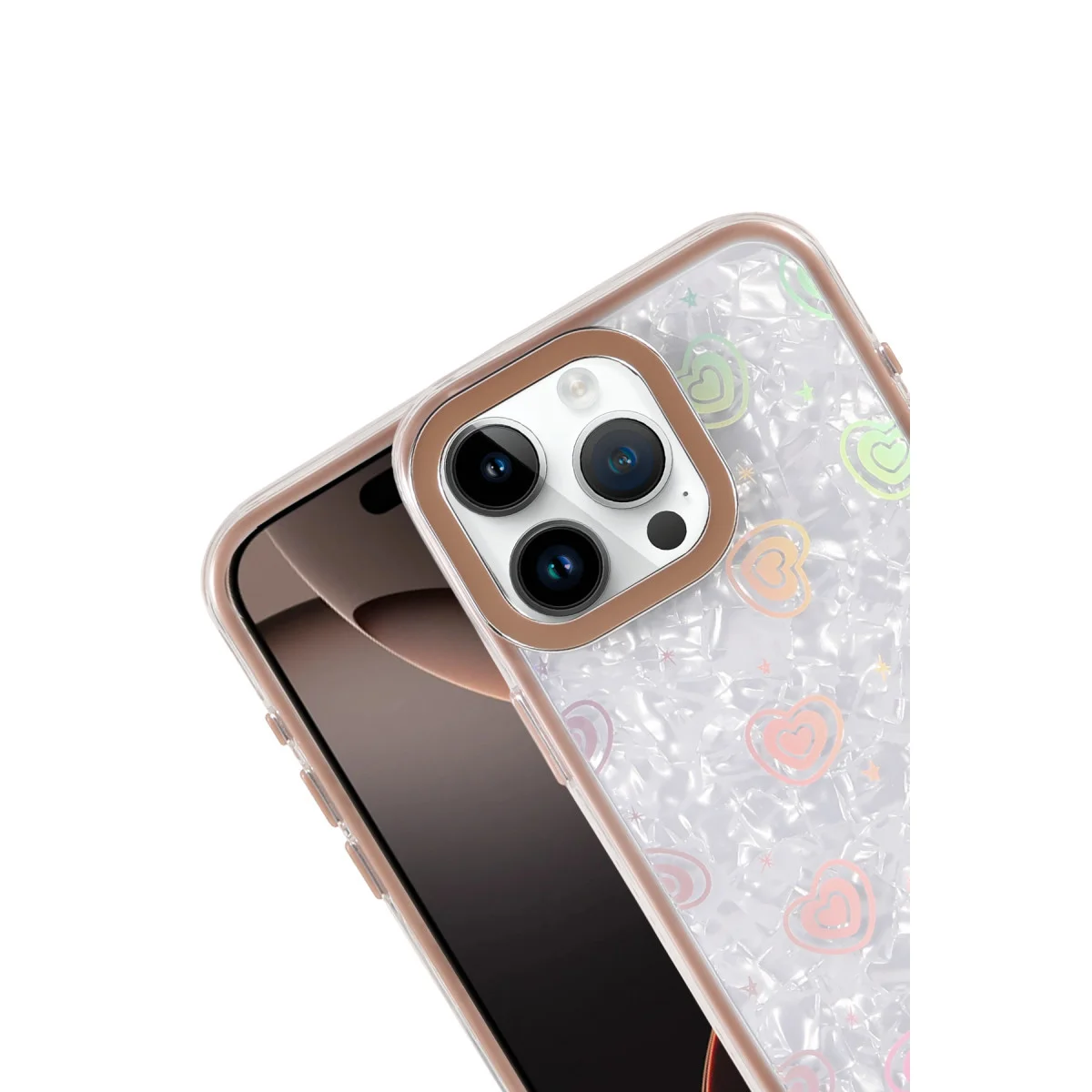 Kristal Şeffaf Lumi Desenli Kapak - Çöl Titanyum (iPhone 14 Pro Max için Mükemmel Korumalı Kılıf)