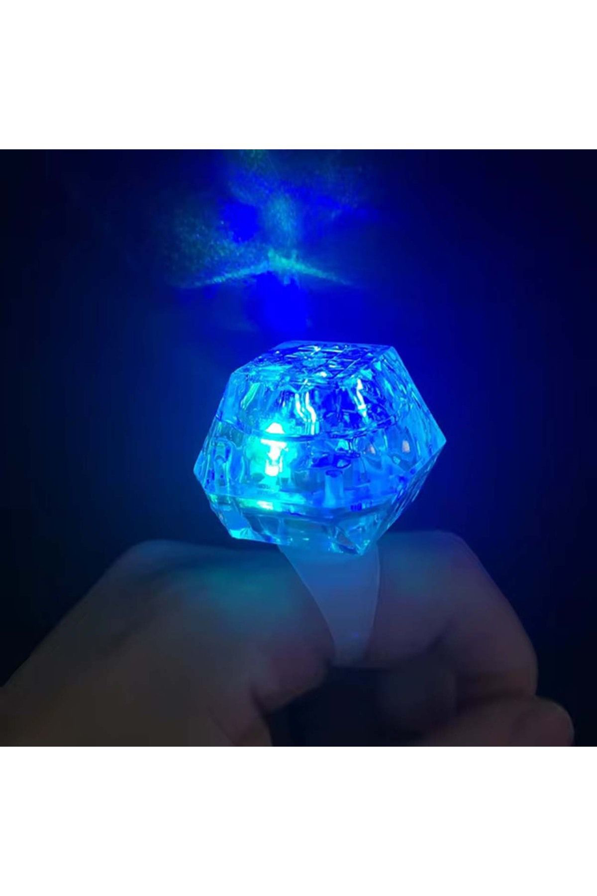 Ok Aksesuar Kristal Tasarımlı Led Glow İşıklı 3 Modlu Mavi Yüzük 3.5 X 5 Cm (