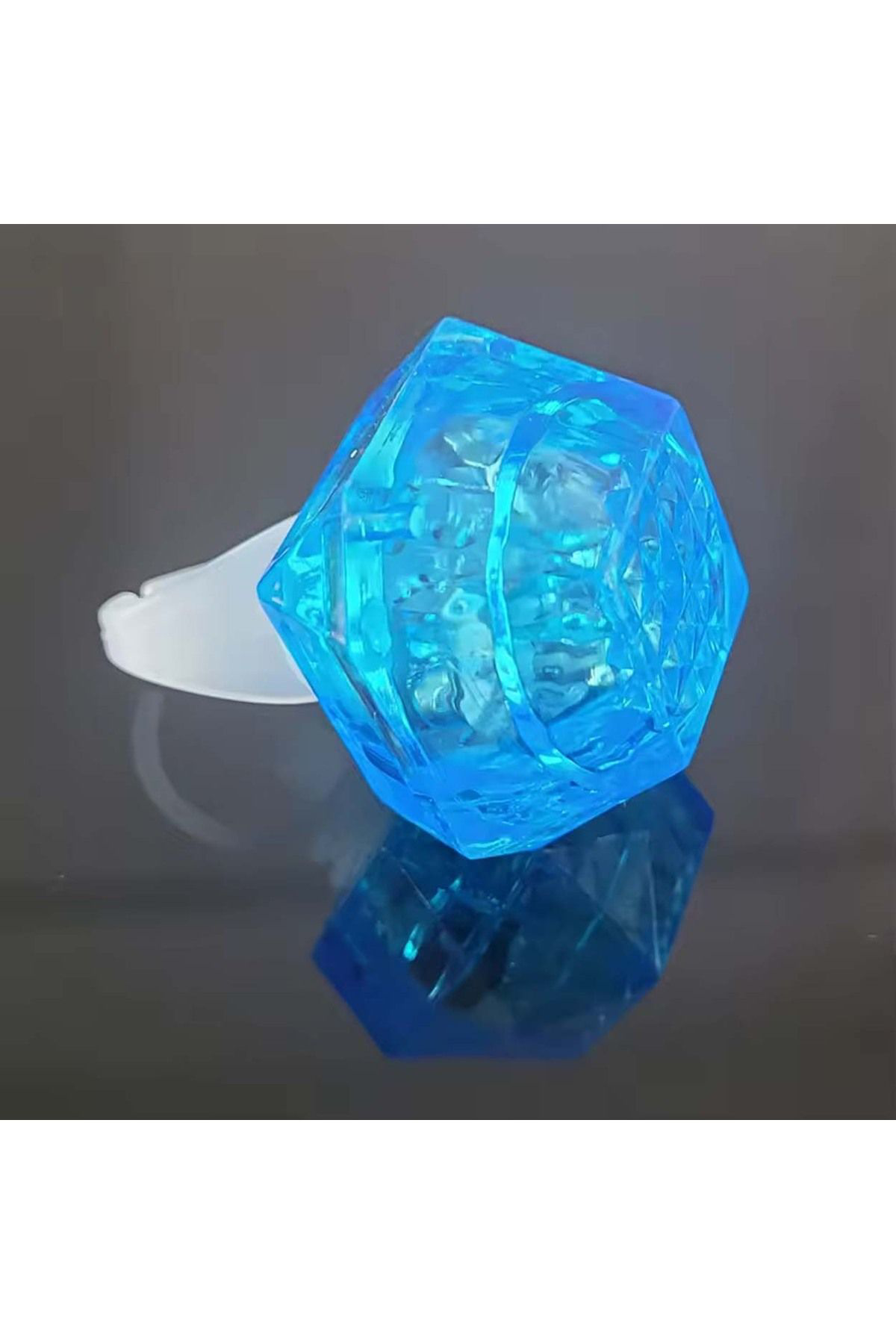 Ok Aksesuar Kristal Tasarımlı Led Glow İşıklı 3 Modlu Mavi Yüzük 3.5 X 5 Cm (