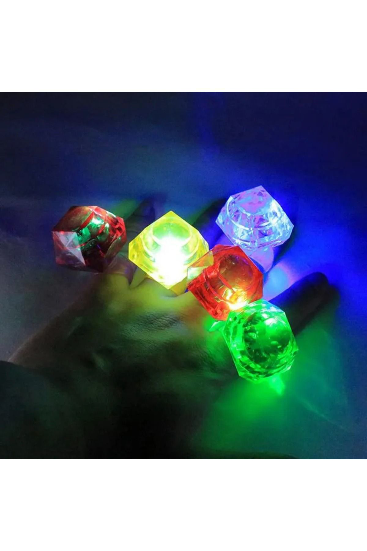 Ok Aksesuar Kristal Tasarımlı Led Glow İşıklı 3 Modlu Kırmızı Yüzük 3.5 X 5 C